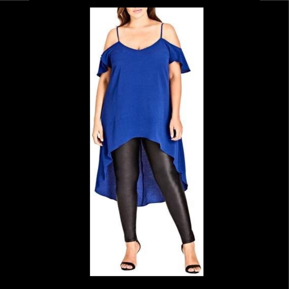 High low, royal blue tunic with adjustable straps